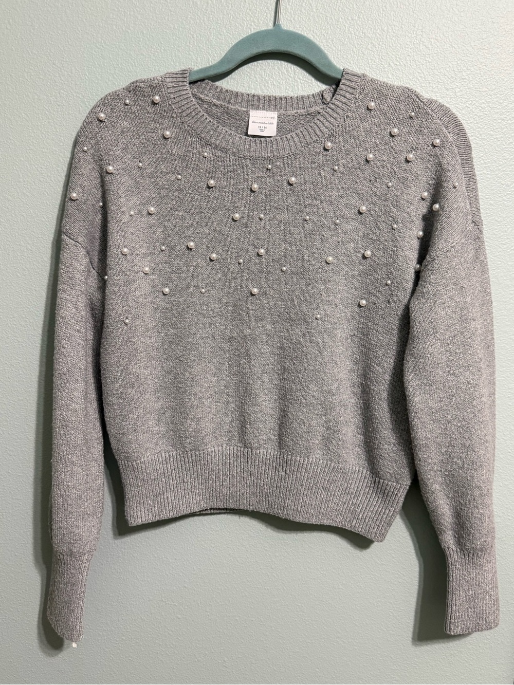 abercrombie kids Grey Pearl-Accent Crewneck Sweater